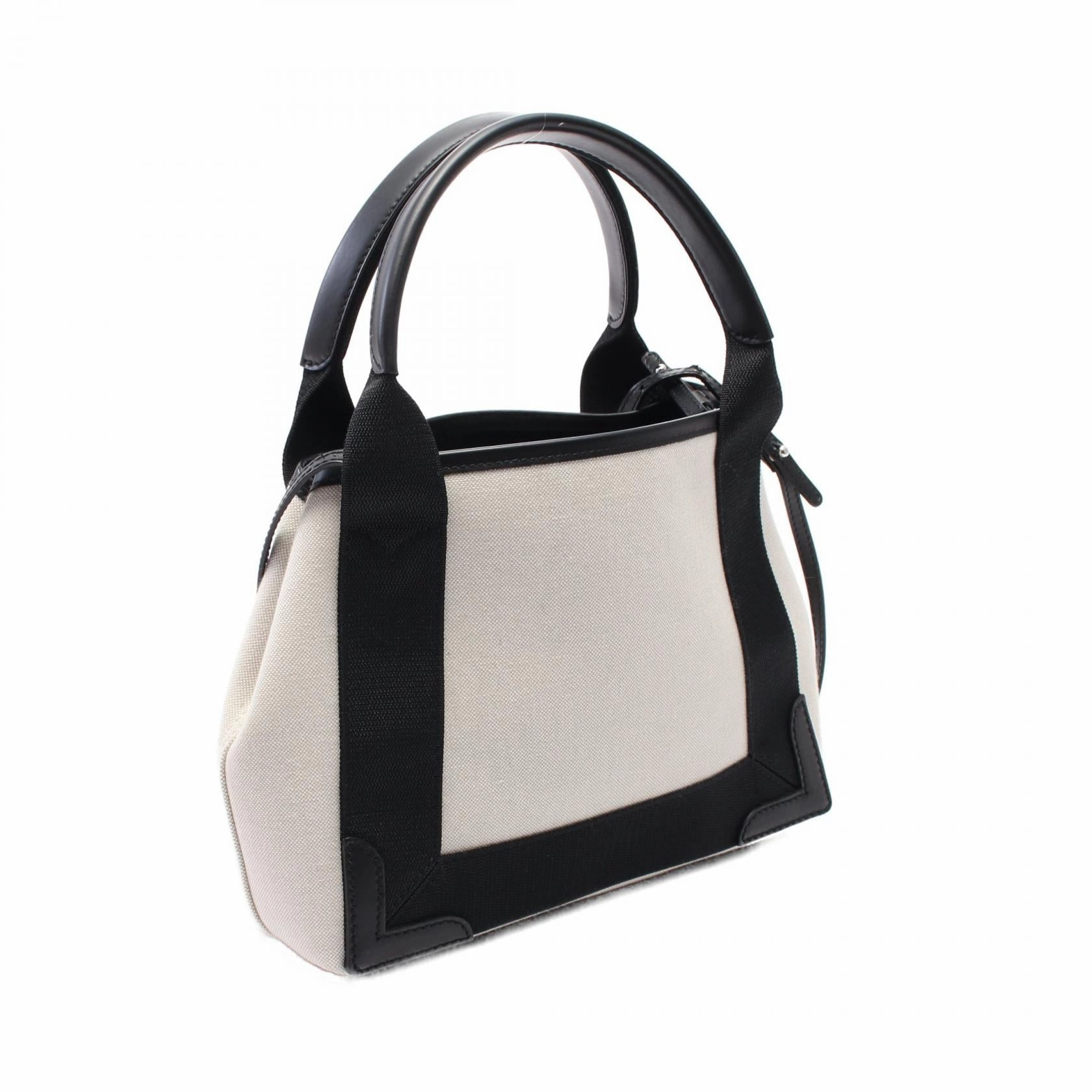 Balenciaga Navy Cabas XS Canvas Leather Handbag
