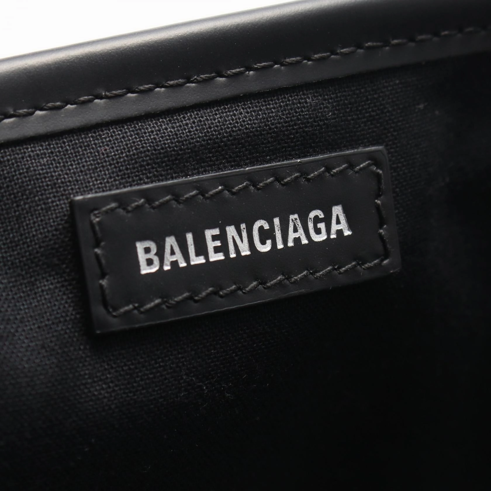 Balenciaga Navy Cabas XS Canvas Leather Handbag