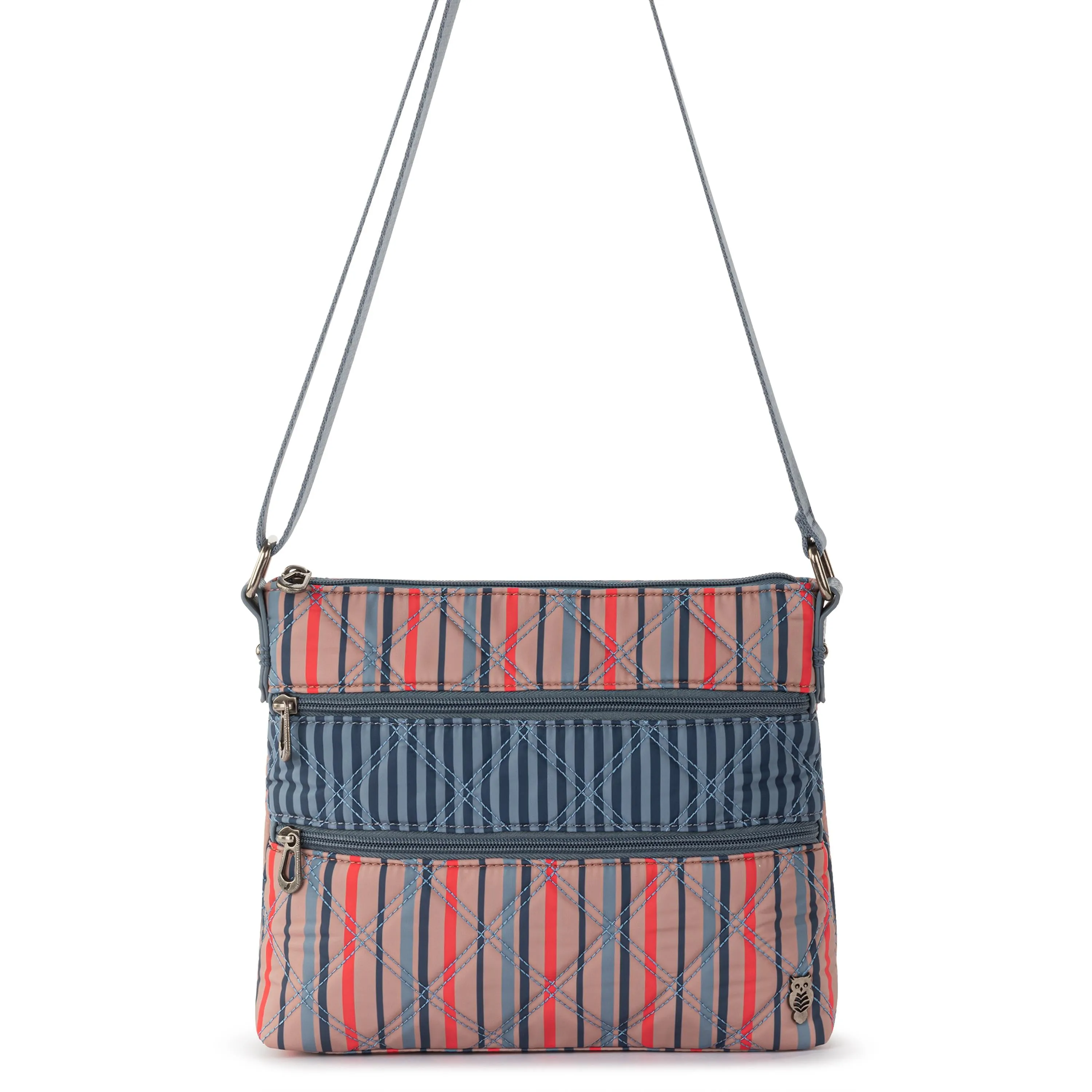Basic Crossbody - EcoTwill - Vintage Multi Stripe Diamond Quilted