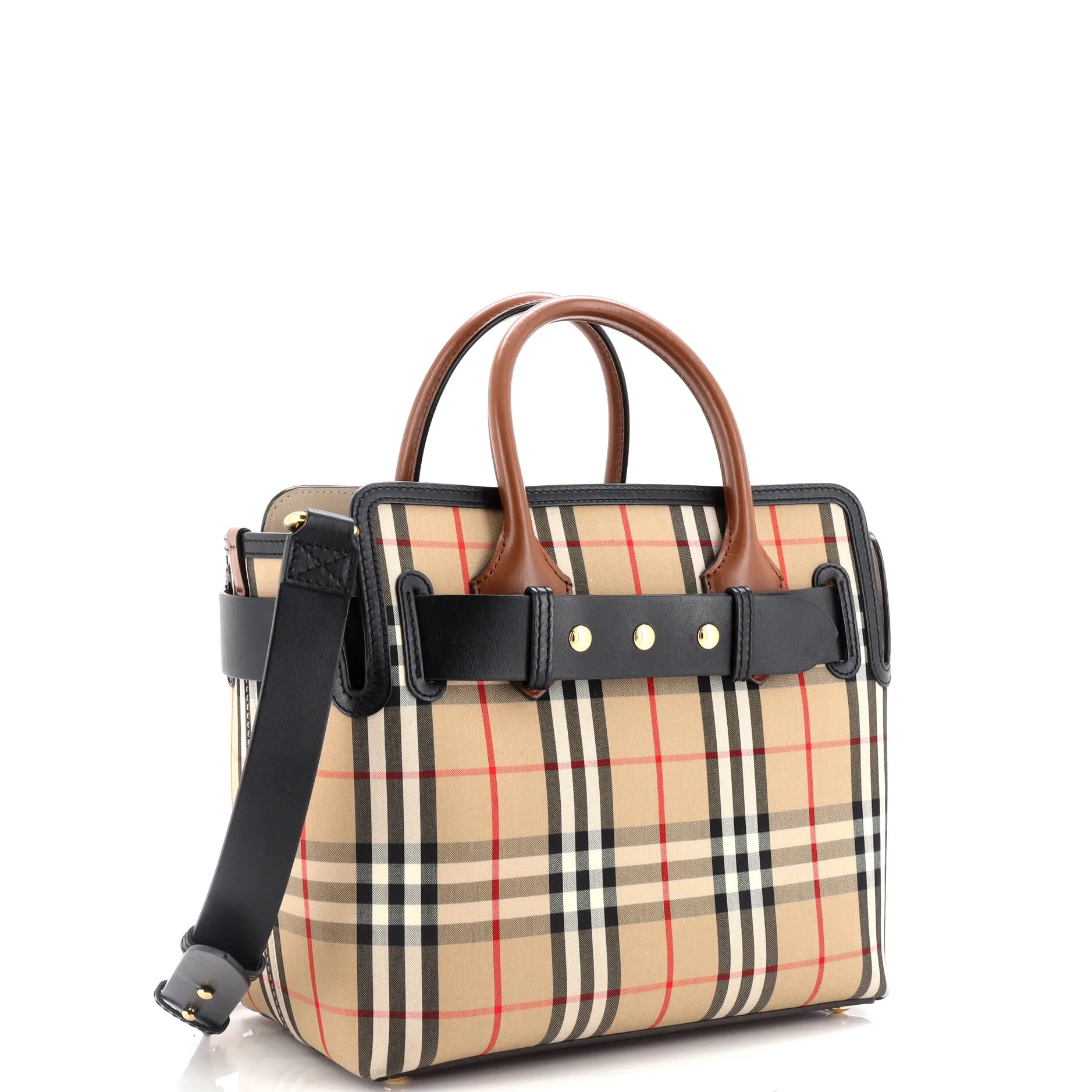 Belt Tote Vintage Check Canvas Small