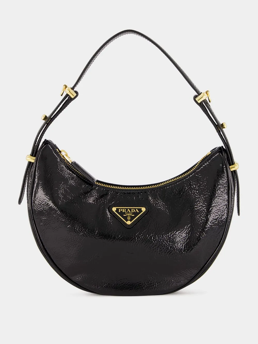 Black Arqu Naplak Leather Shoulder Bag