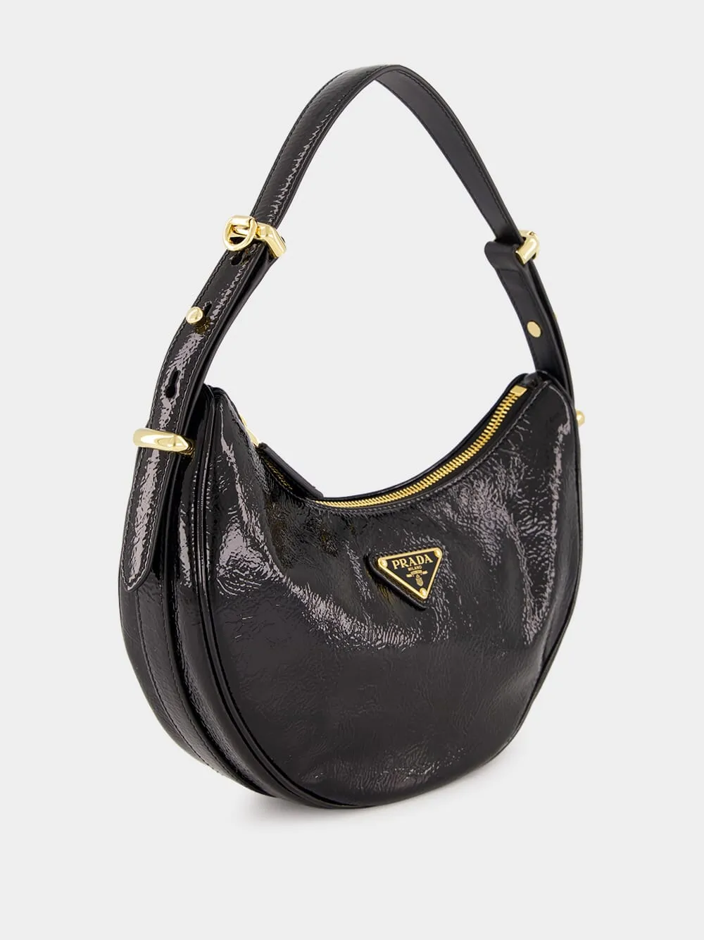 Black Arqu Naplak Leather Shoulder Bag