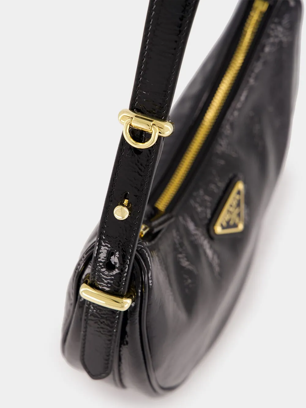 Black Arqu Naplak Leather Shoulder Bag