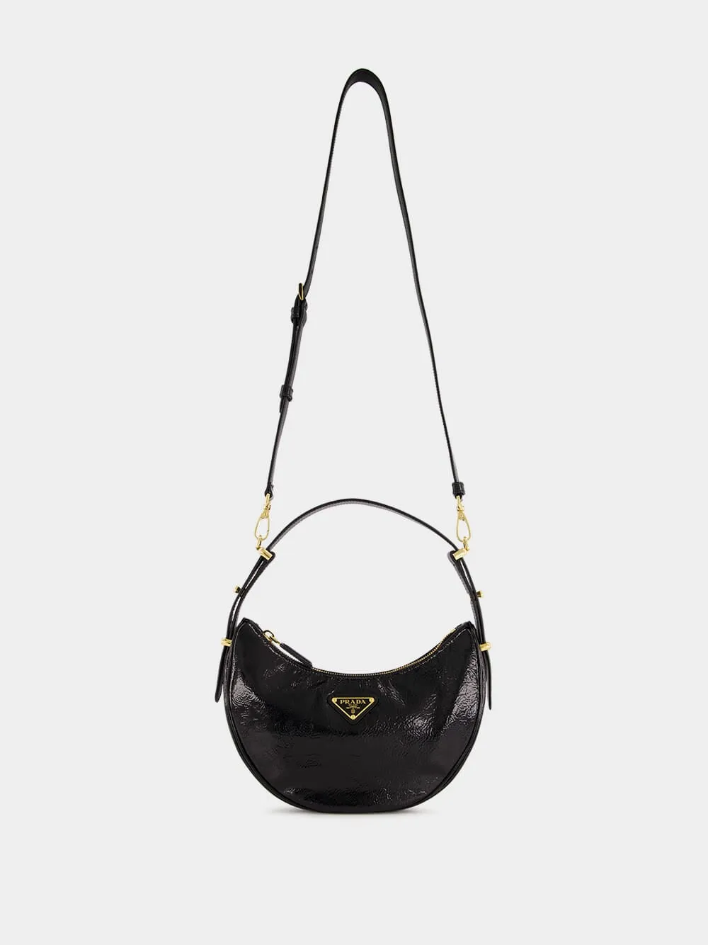 Black Arqu Naplak Leather Shoulder Bag