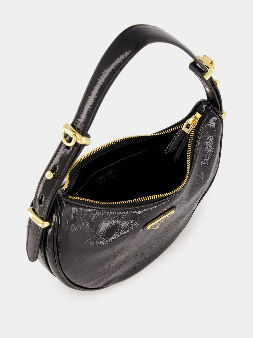 Black Arqu Naplak Leather Shoulder Bag