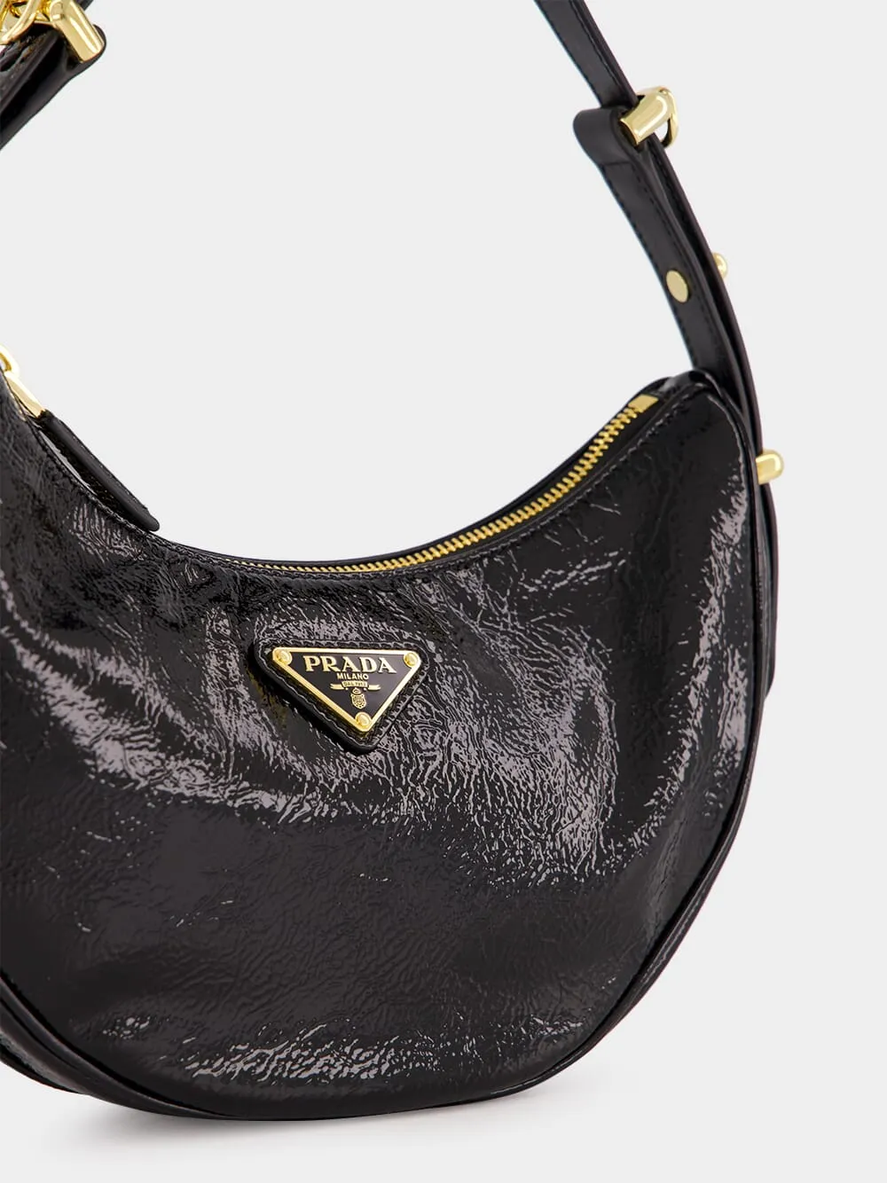 Black Arqu Naplak Leather Shoulder Bag