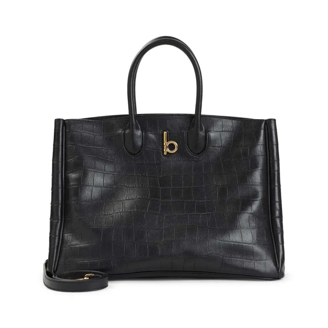 Black Leather Rocking Horse Tote Bag