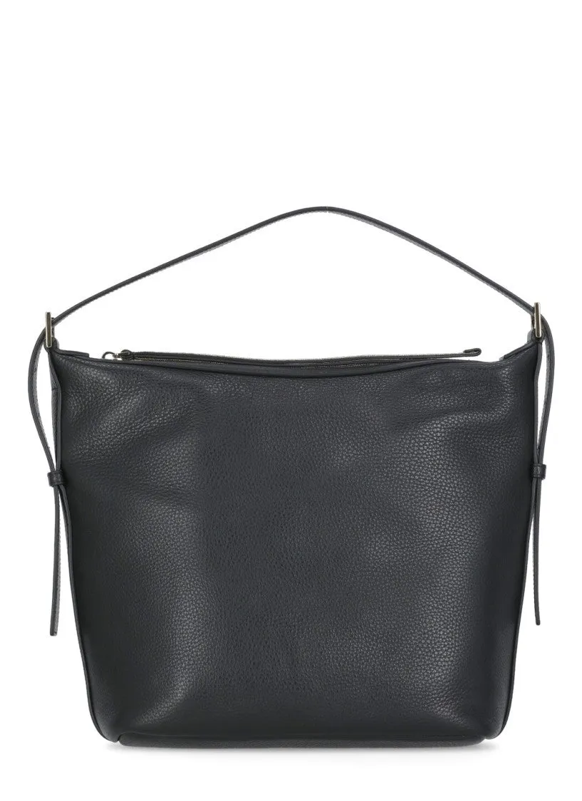 Black Pebbled Letaher Bag