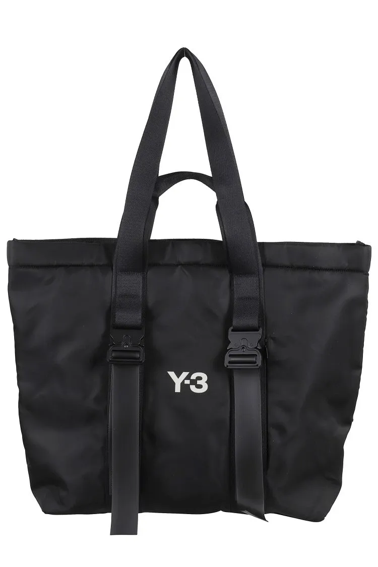 Black Tote Bag With Front Logo And Zip Closure