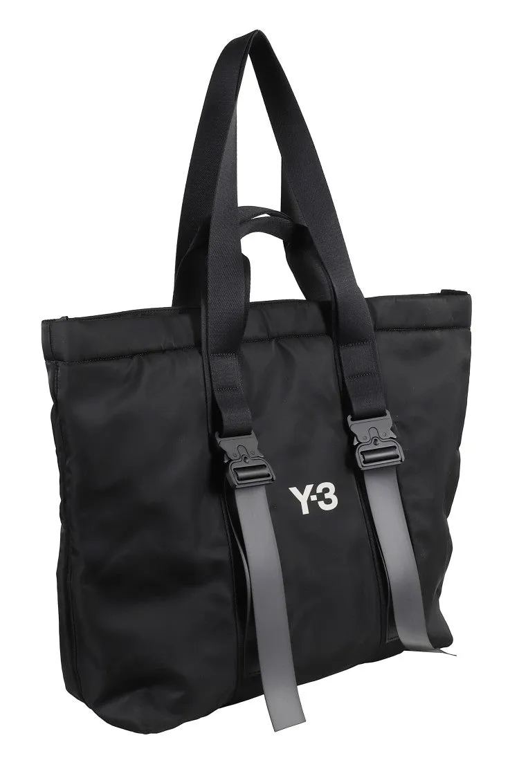 Black Tote Bag With Front Logo And Zip Closure