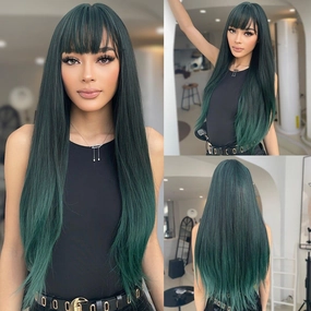 Black Green Ombre Wig