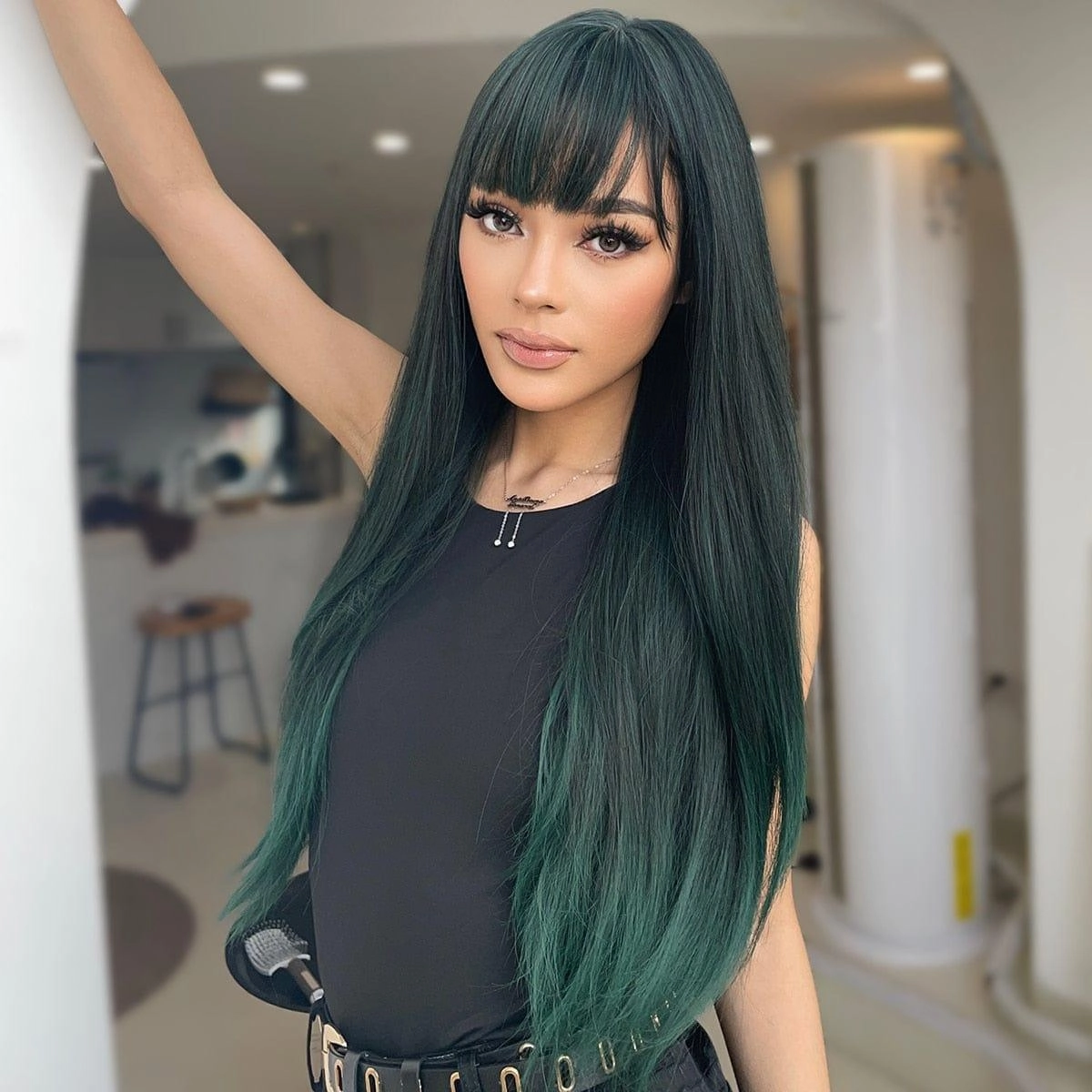 Black Green Ombre Wig