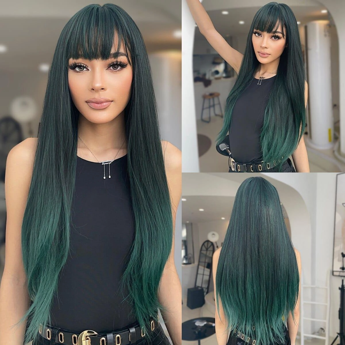 Black Green Ombre Wig