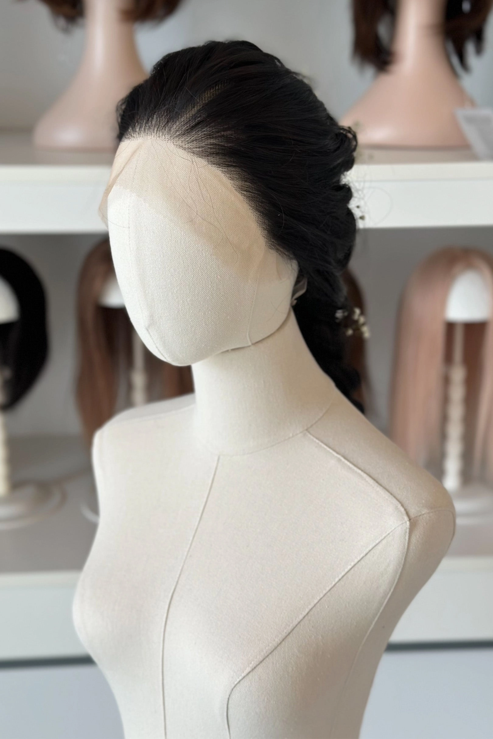 Black Wavy 13" x 6" Lace Top Synthetic Hair Wedding Wig Mabel