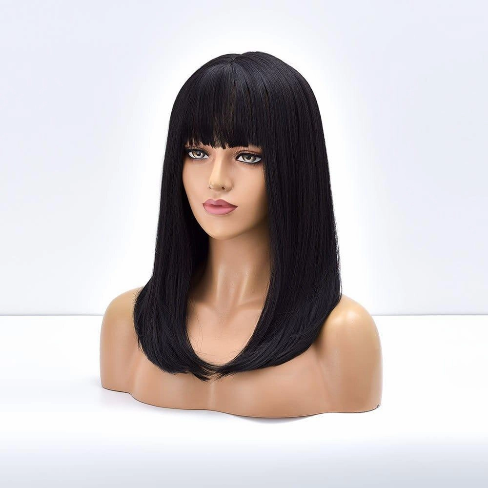 Black Wig with Fringe