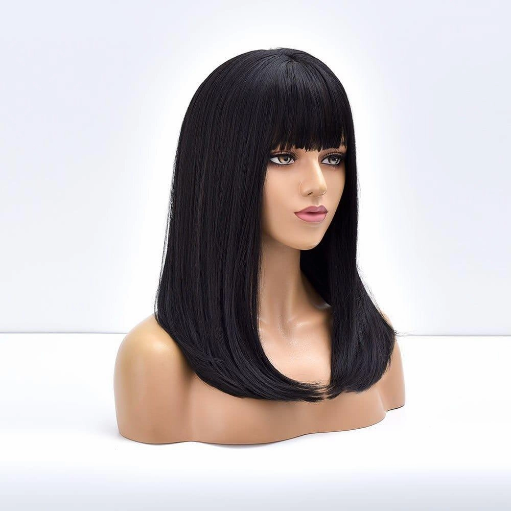 Black Wig with Fringe