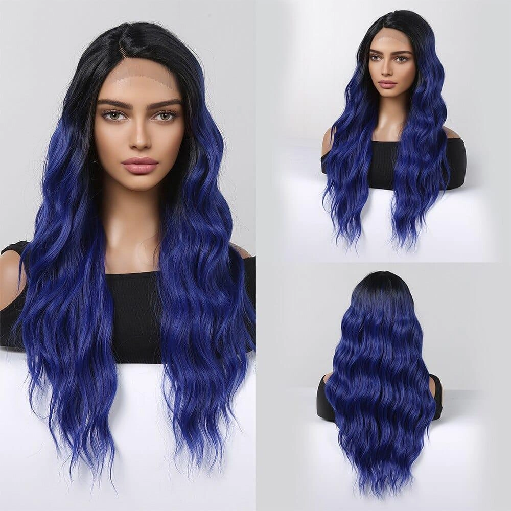 Blue Wig Dark Roots