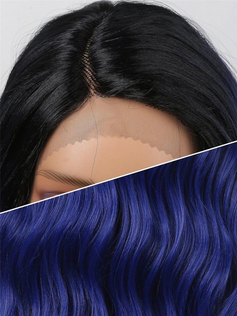 Blue Wig Dark Roots