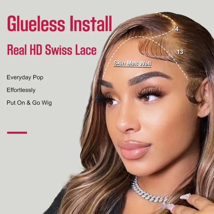 Body Wave Highlight Colored Wig 13x4  Lace Frontal Wigs  Human Hair Wigs