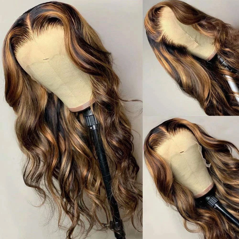 Body Wave Highlight Colored Wig 13x4  Lace Frontal Wigs  Human Hair Wigs
