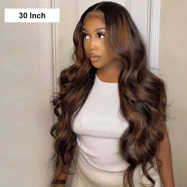 Body Wave Highlight Colored Wig 13x4  Lace Frontal Wigs  Human Hair Wigs