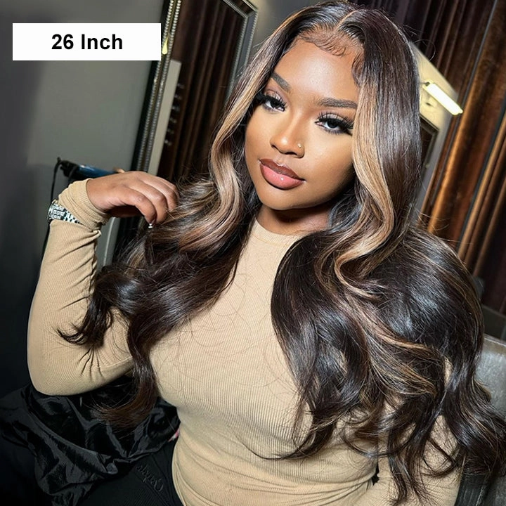 Body Wave Highlight Colored Wig 13x4  Lace Frontal Wigs  Human Hair Wigs