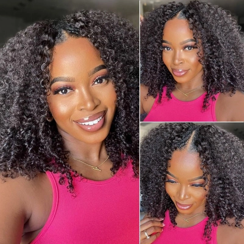 Bogo Sale: $179=V Part Curly 16" Wig   10" Bob Straight Wig With Bangs