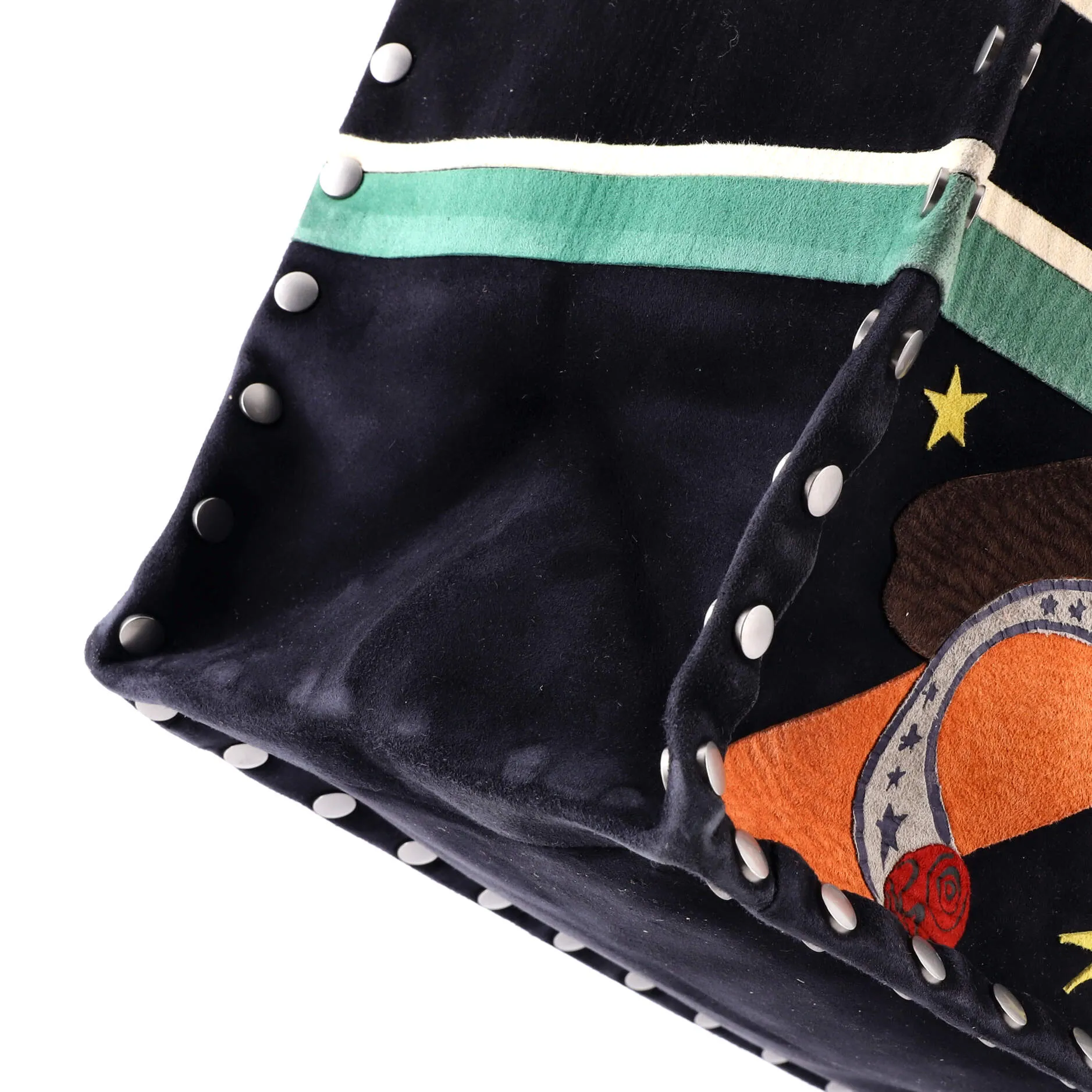 Book Tote Multicolor Studded Suede Large