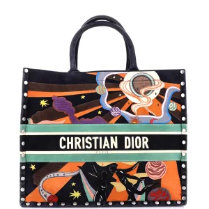 Book Tote Multicolor Studded Suede Large