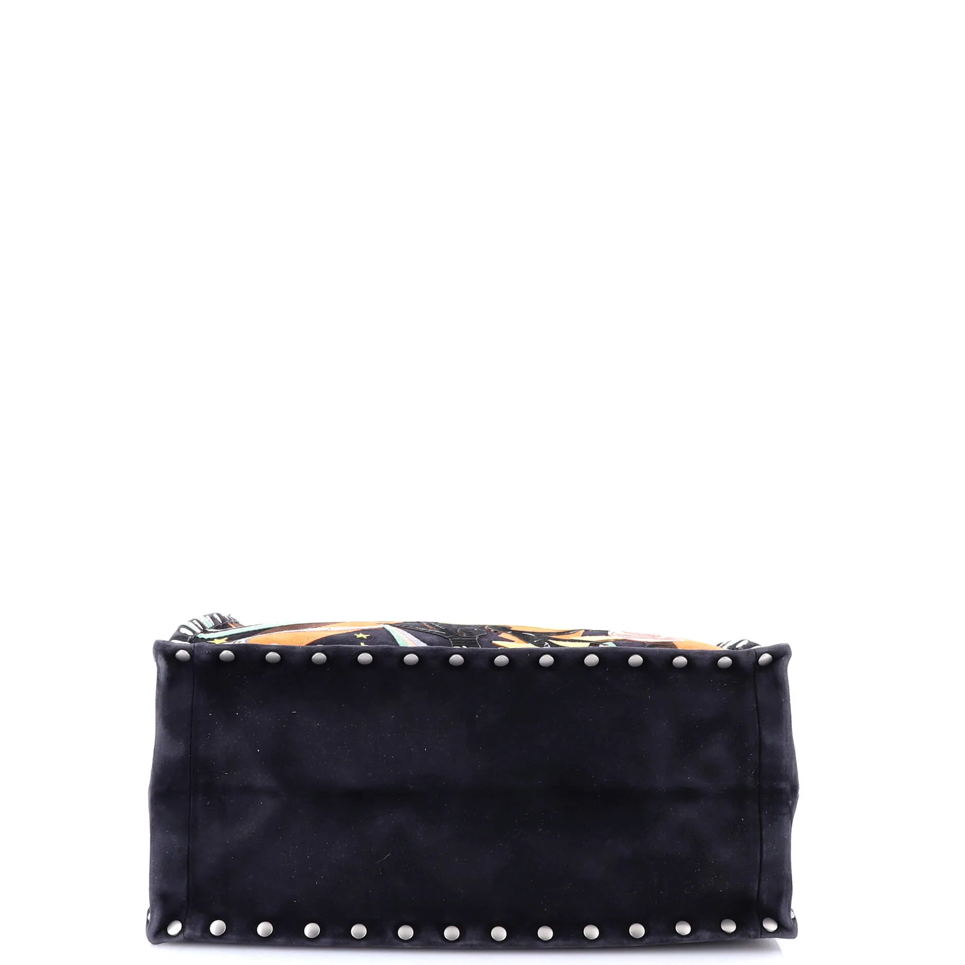 Book Tote Multicolor Studded Suede Large