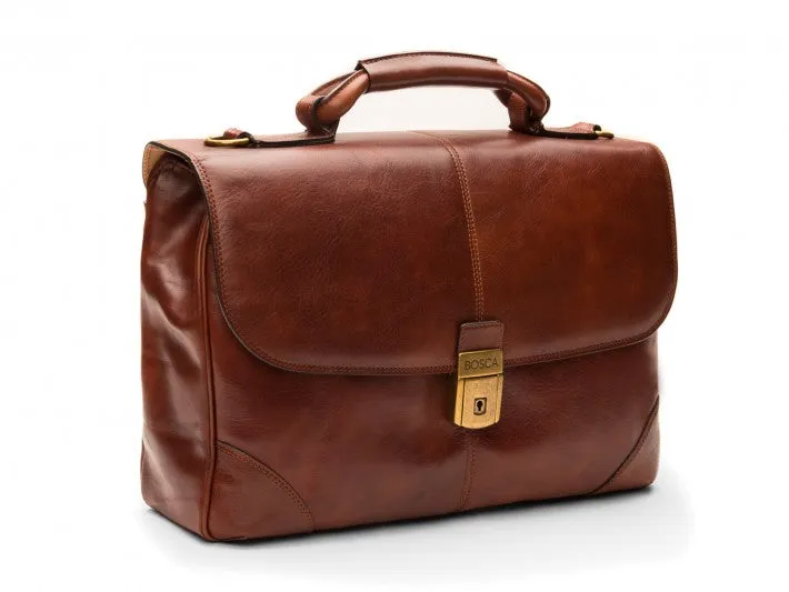 Bosca Men's Dolce Collection Flapover Briefcase