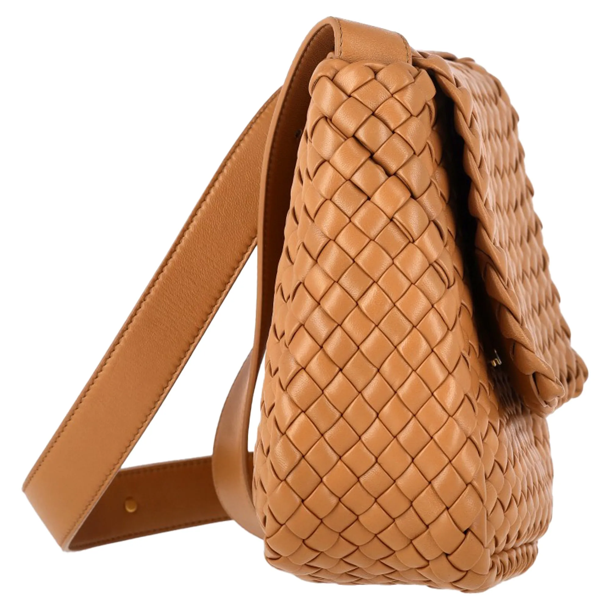 Bottega Veneta Small Cobble Intrecciato Shoulder Bag in Brown Leather