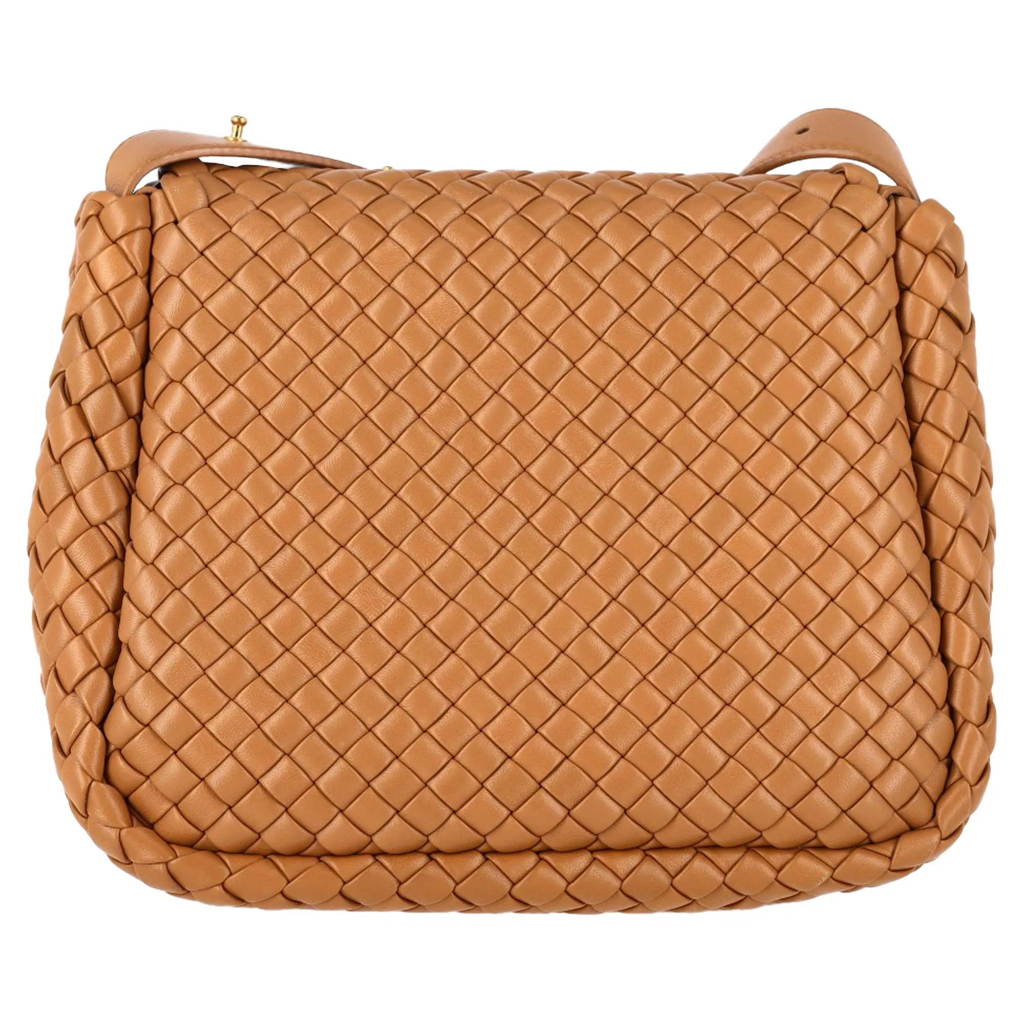 Bottega Veneta Small Cobble Intrecciato Shoulder Bag in Brown Leather