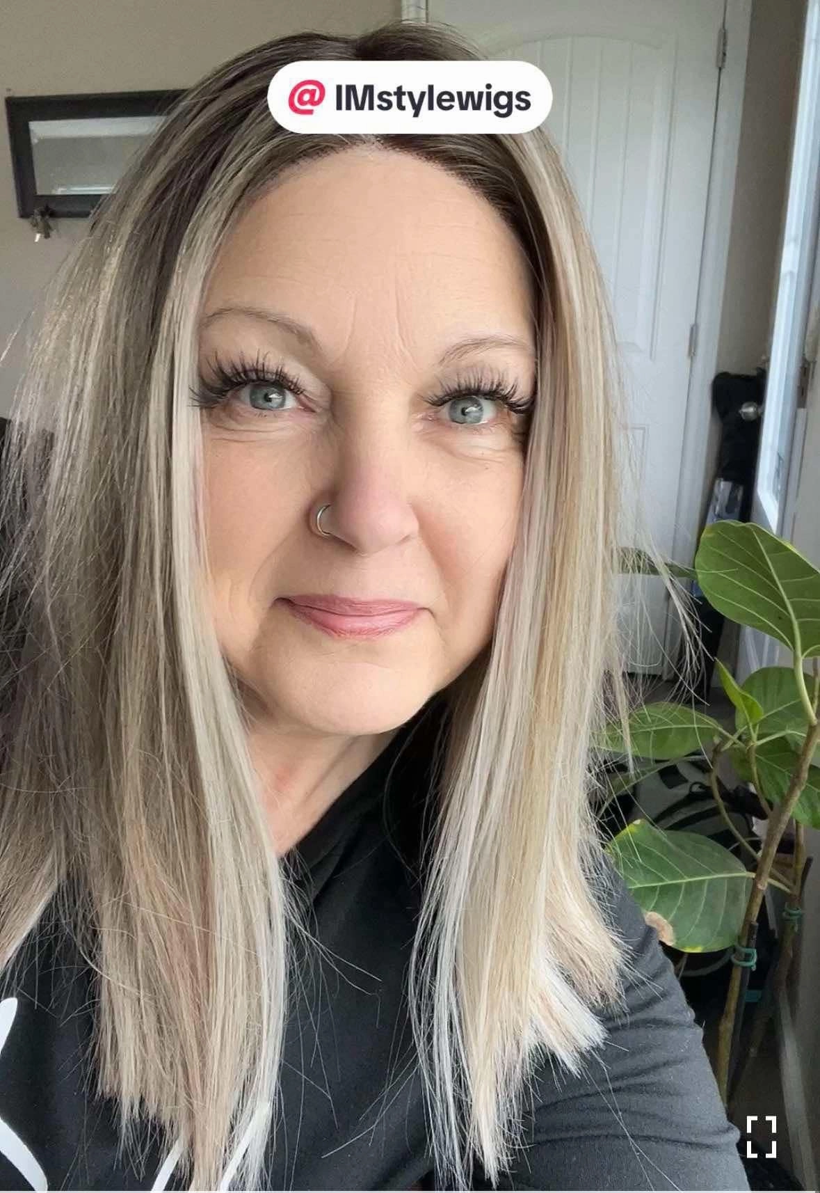 Brenda Collection-Hope Bob cut blonde with dark root T-part lace front wigs daily