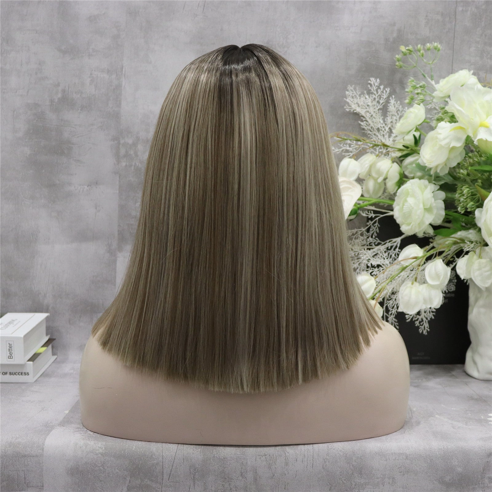 Brenda Collection-Hope Bob cut blonde with dark root T-part lace front wigs daily
