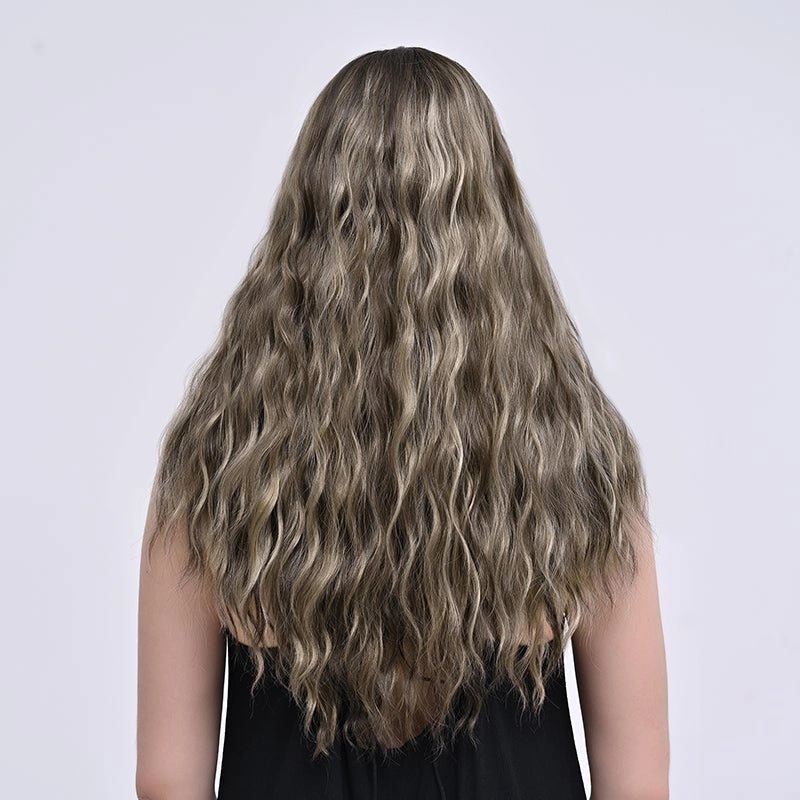 Brenda Collection-Tia-26 inches Skunk stripe Ash brown highlight body wave lace wigs