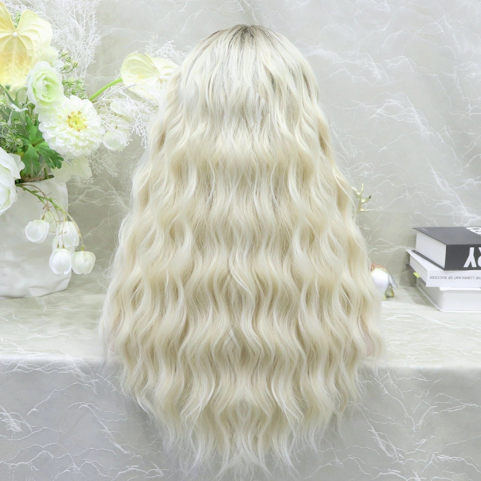 Brenda Collection-Tricia 24inches Water wave Blonde with Dark Root Natrual 13*3 lace Front Synthetic Wig