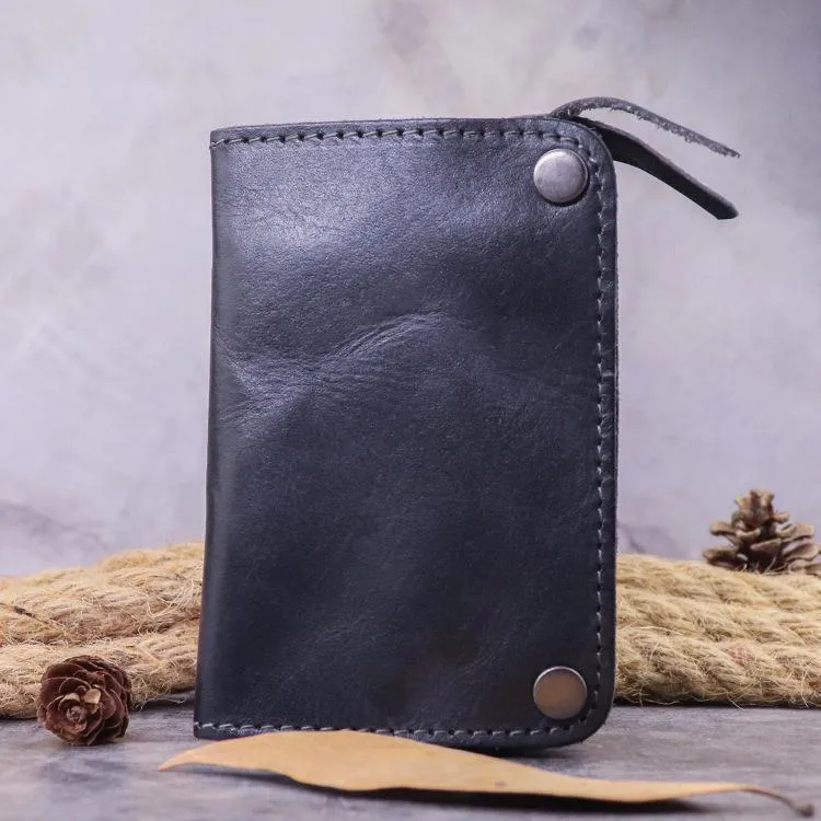 Brown Leather Key Case Key Wallet Men's Dark Coffee Key Holder Red Card Holder For Men