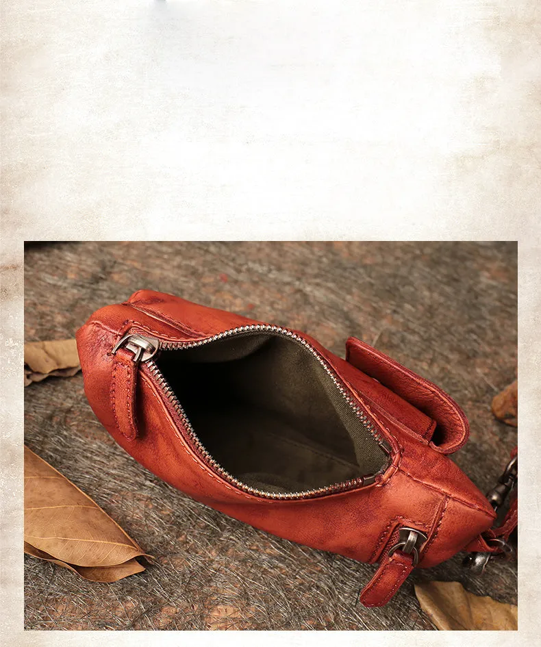 Brown Leather Womens Phone Shoulder Bag Small Vertical Side Bag Handmade Crossbody Purse for Ladies