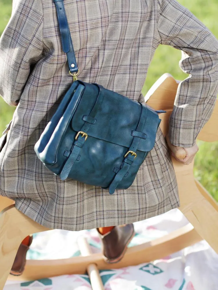 Brown Women's Leather Top Handle Satchel Shoulder Purse Satchel Blue Handbags Crossbody Purse