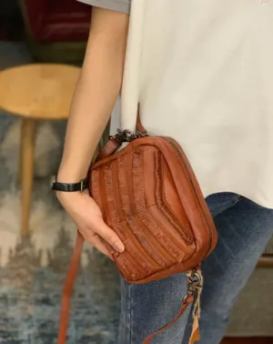Brown Women's Small Side Bag Satchel Vintage Green Shoulder Bag Square Crossbody Bag for Ladies