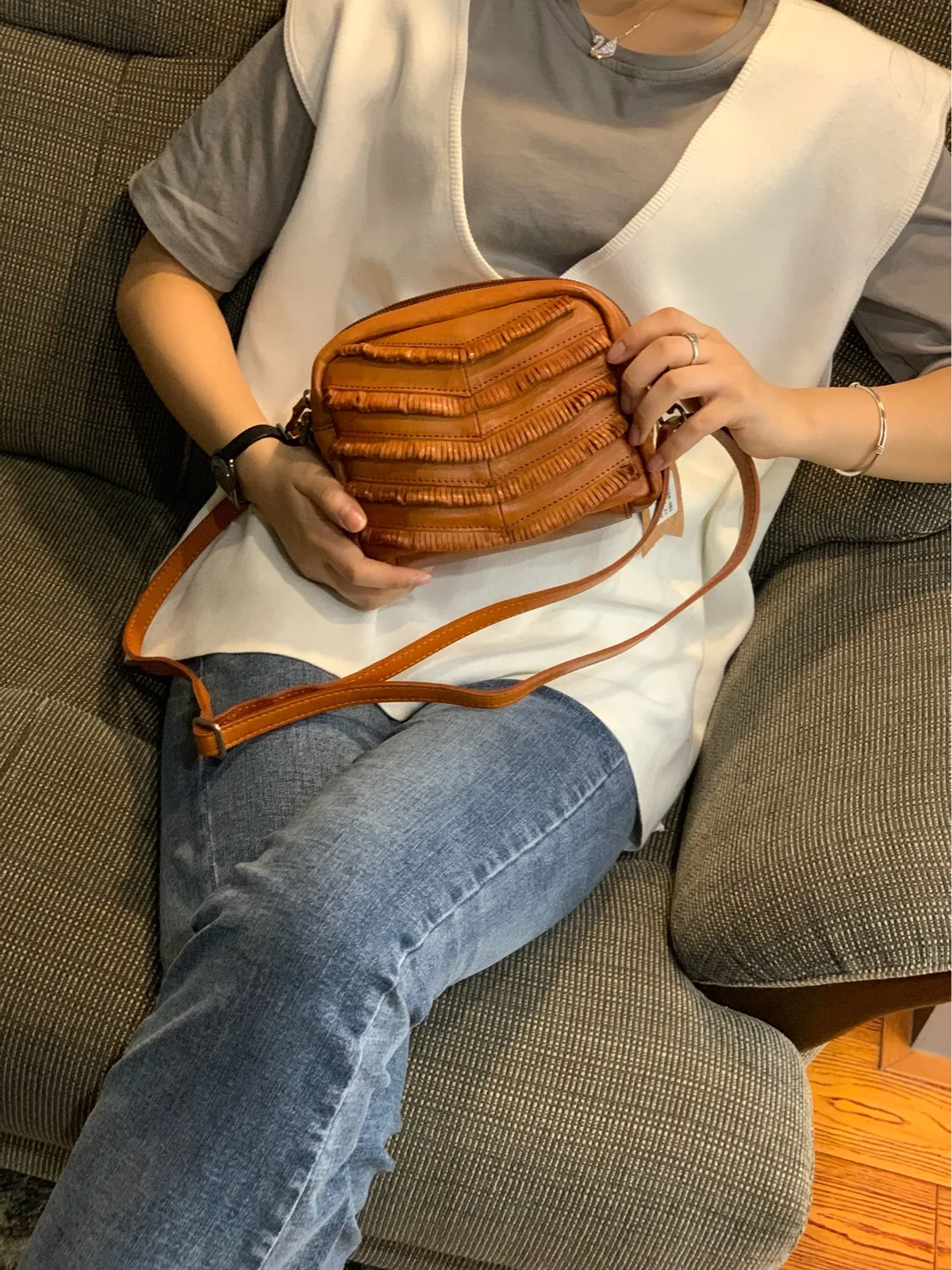 Brown Women's Small Side Bag Satchel Vintage Green Shoulder Bag Square Crossbody Bag for Ladies
