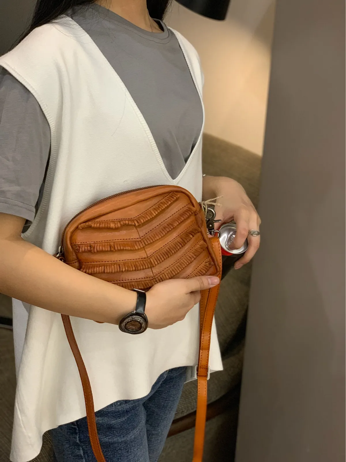 Brown Women's Small Side Bag Satchel Vintage Green Shoulder Bag Square Crossbody Bag for Ladies