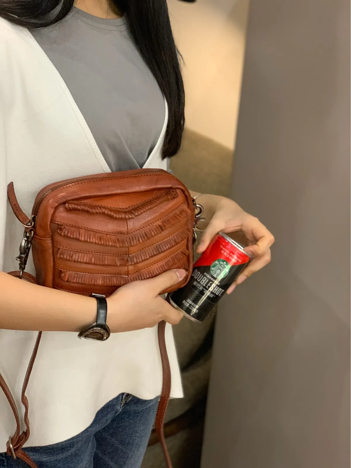 Brown Women's Small Side Bag Satchel Vintage Green Shoulder Bag Square Crossbody Bag for Ladies