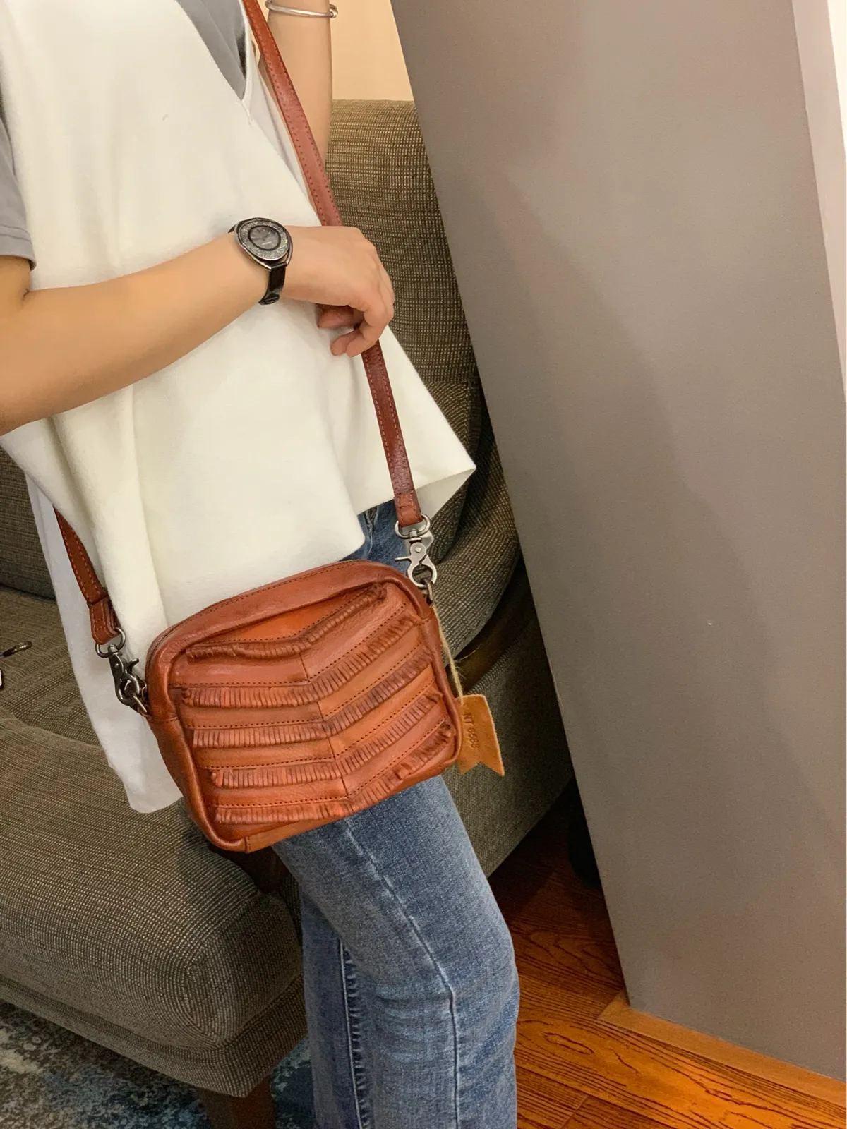 Brown Women's Small Side Bag Satchel Vintage Green Shoulder Bag Square Crossbody Bag for Ladies