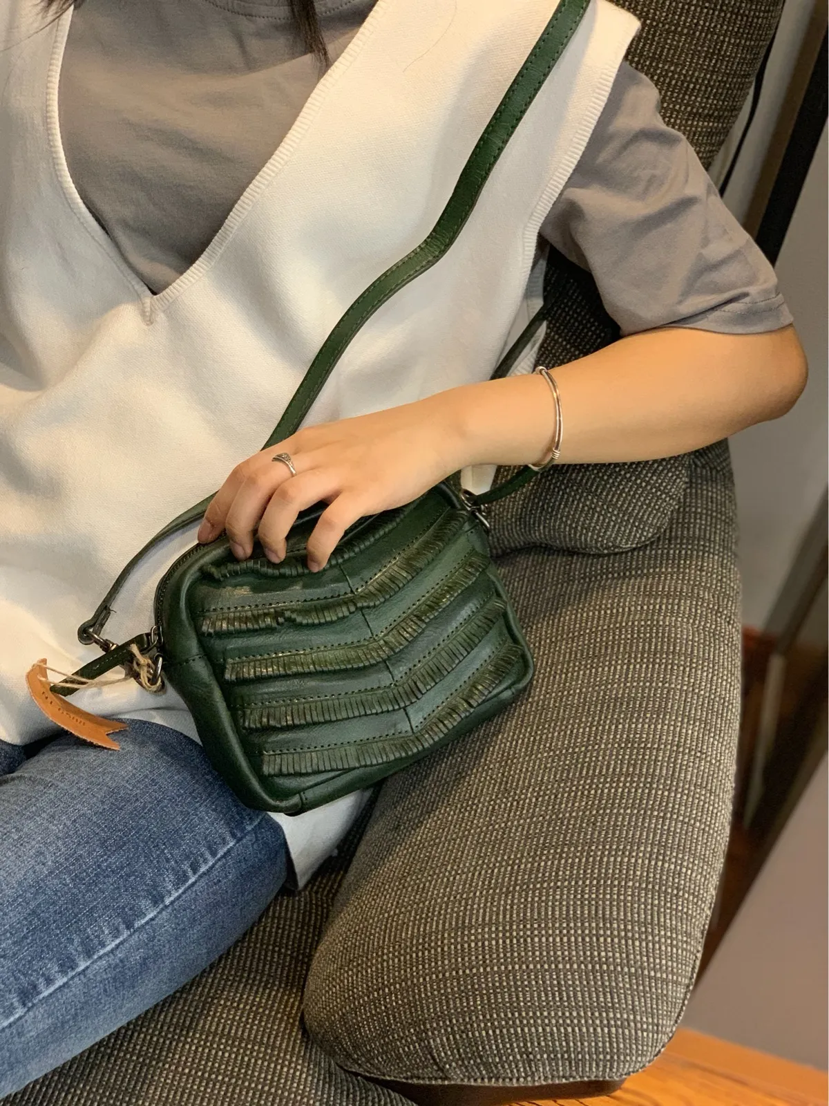 Brown Women's Small Side Bag Satchel Vintage Green Shoulder Bag Square Crossbody Bag for Ladies