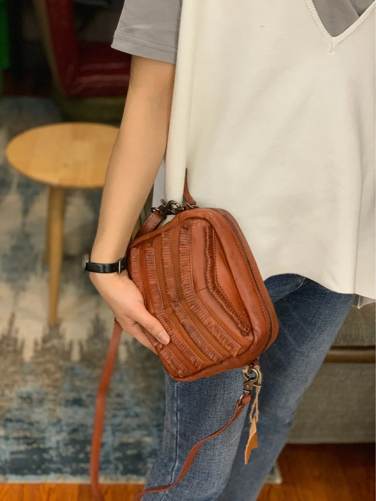 Brown Women's Small Side Bag Satchel Vintage Green Shoulder Bag Square Crossbody Bag for Ladies