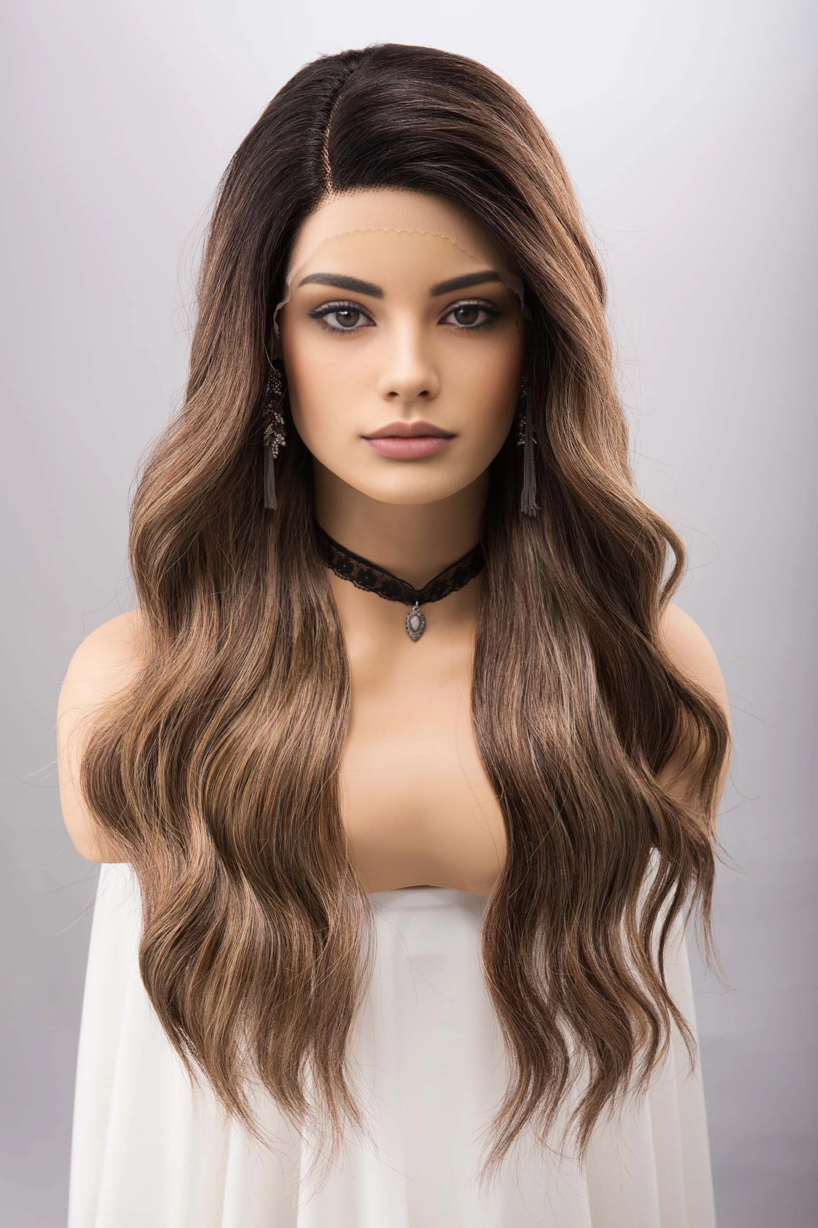 Brown Blonde Balayage Wavy Lace Front Synthetic Wig KYLAN