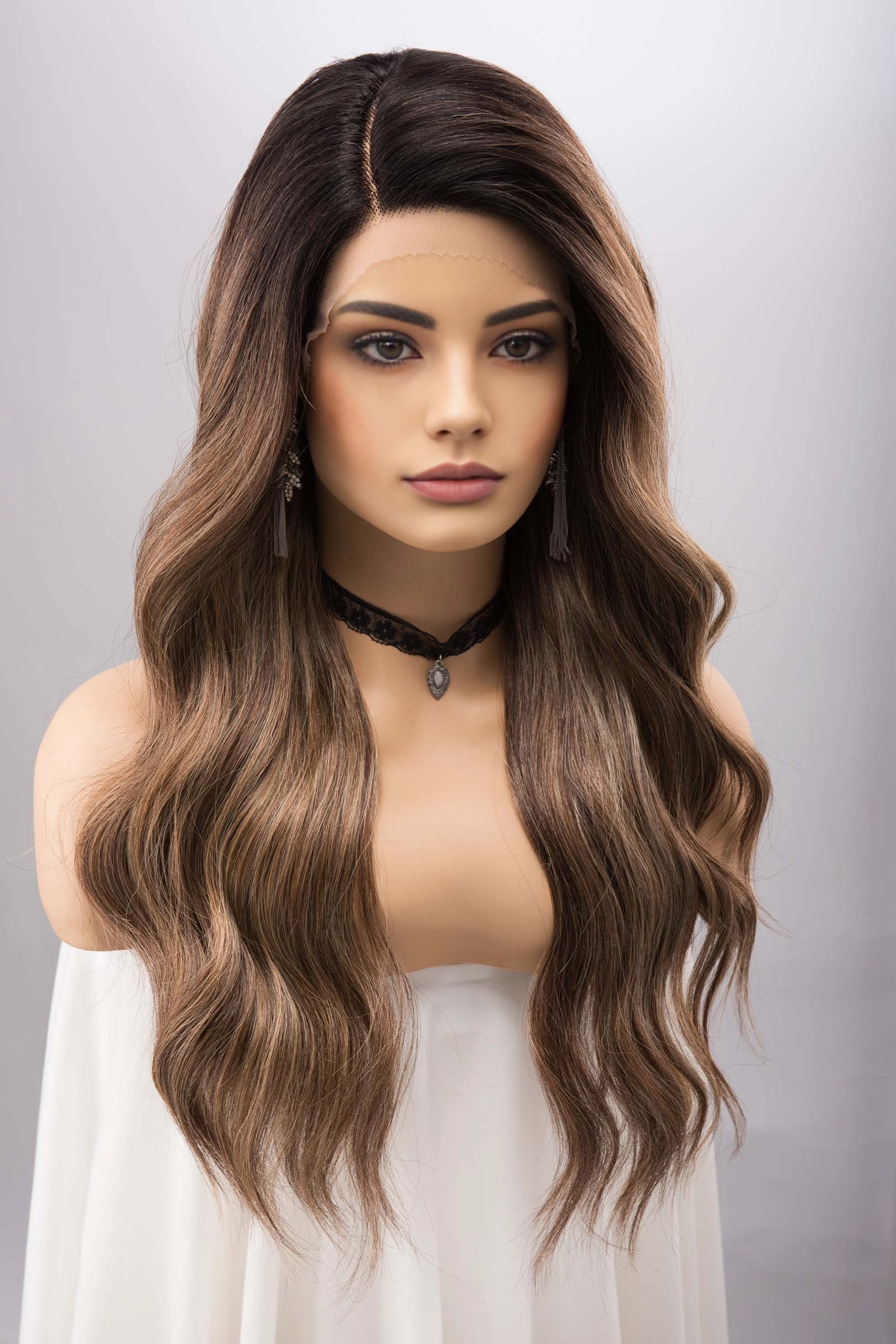 Brown Blonde Balayage Wavy Lace Front Synthetic Wig KYLAN