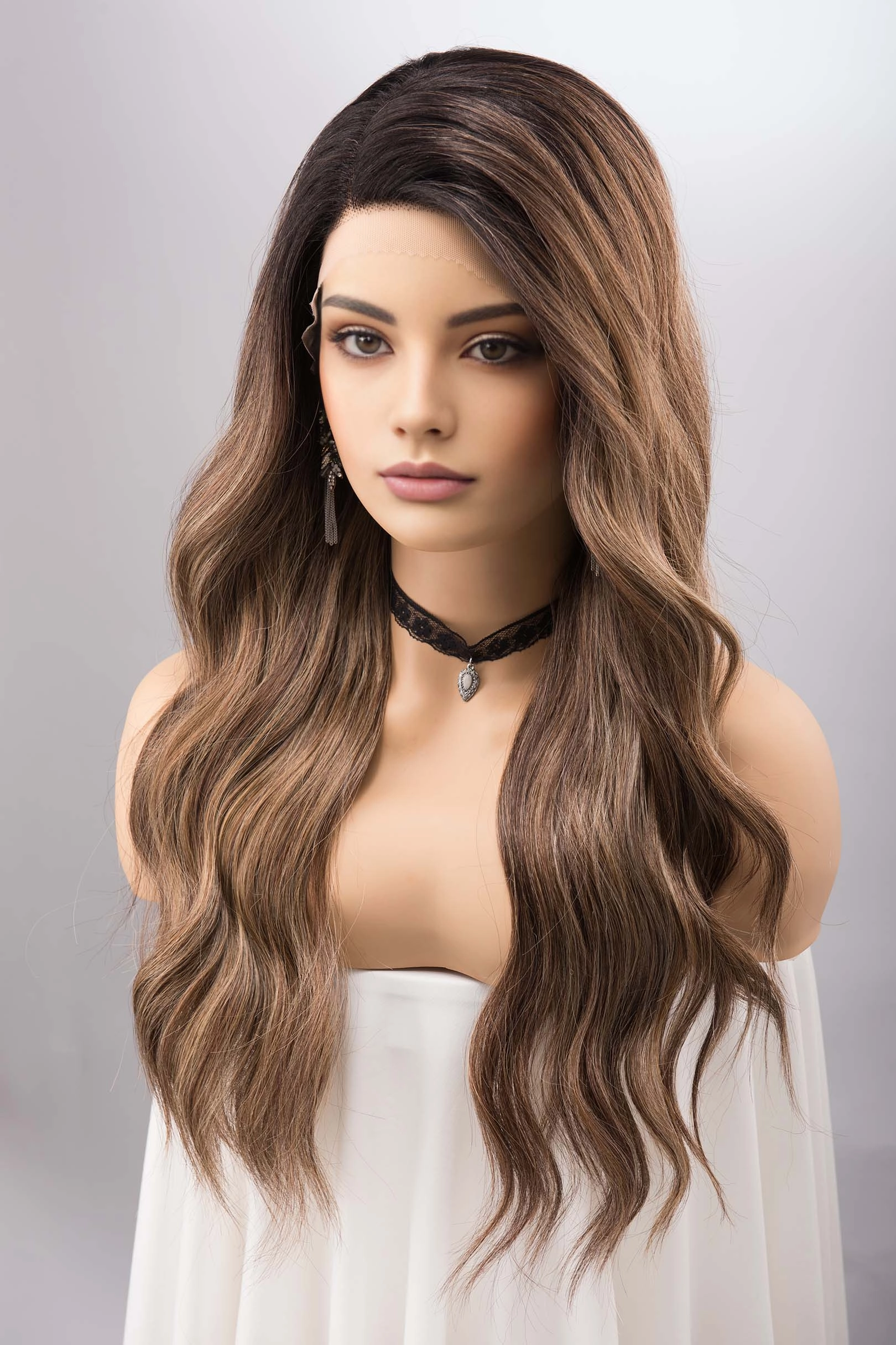 Brown Blonde Balayage Wavy Lace Front Synthetic Wig KYLAN